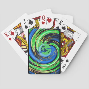 Kartenspielen von grün wirbelnden Karten Spielkarten