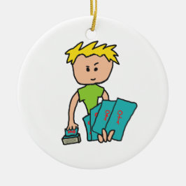 Kartenspieler Keramik Ornament