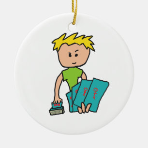 Kartenspieler Keramik Ornament