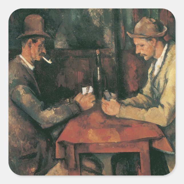 Kartenspieler von Paul Cezanne, Vintage Kunst Quadratischer Aufkleber (Vorderseite)