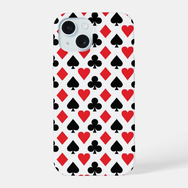 Kartenstapel-Muster iPhone 15 Hülle (Rückseite)