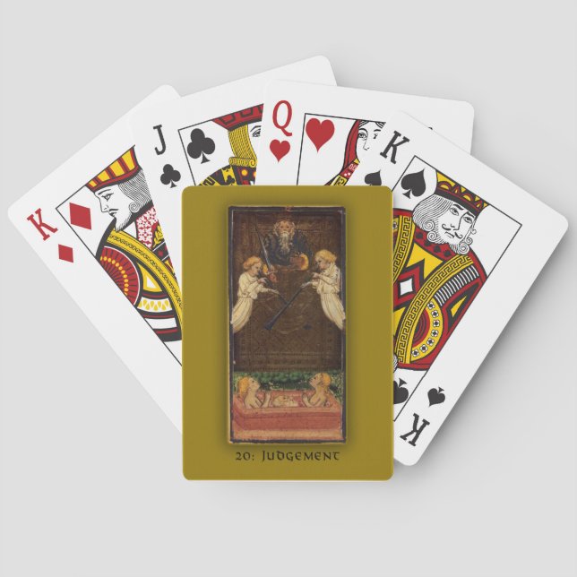Kartenstapeles mit Visconti-Sforza Tarot URTEIL Spielkarten (Rückseite)