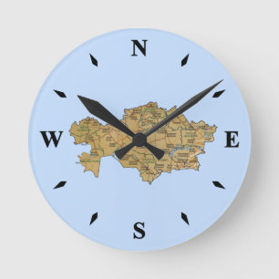 Kartenuhr in Kasachstan Runde Wanduhr