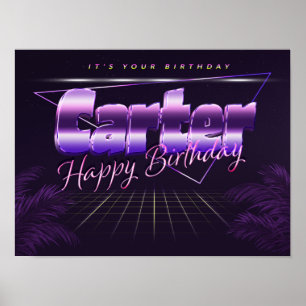 Kartername Vorname lila retro Geburtstag Poster