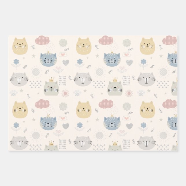 Kartierpapier für Katzen und mehr Katzen Geschenkpapier Set (Vorderseite)