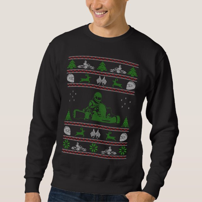 Karting Weihnachtshässliche Strickjacke Sweatshirt (Vorderseite)