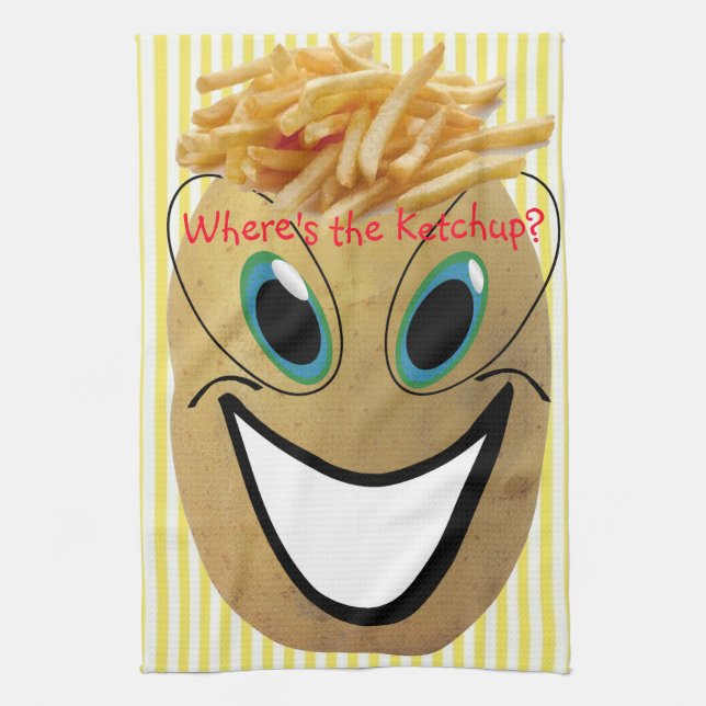Kartoffel, Französisch Fries Stripe Küche Handtuch (Vertikal)