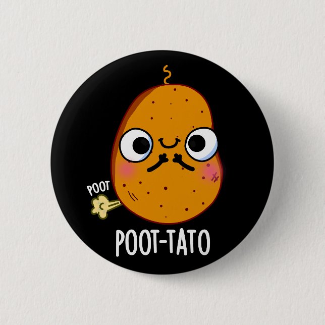 Kartoffel Funny Farting Potato Pun Dark BG Button (Vorderseite)