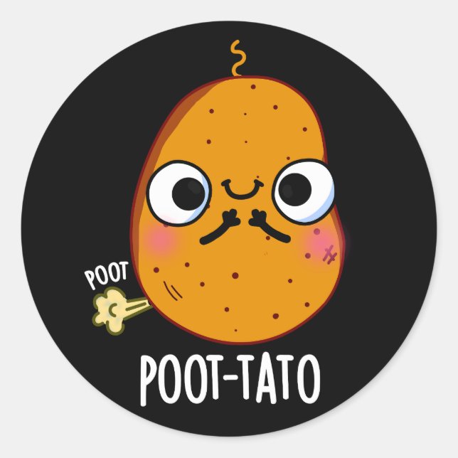Kartoffel Funny Farting Potato Pun Dark BG Runder Aufkleber (Vorderseite)