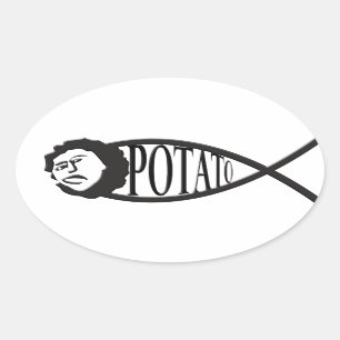 Kartoffel-Jesus-Fisch-Emblem-Aufkleber Ovaler Aufkleber