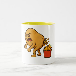 Kartoffel-Kotzende Pommes frites lustige Pommes fr Zweifarbige Tasse