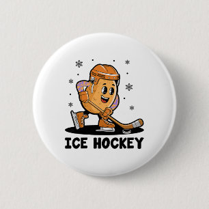 Kartoffel spielt Eishockeyspieler Sport Athlet Ga Button