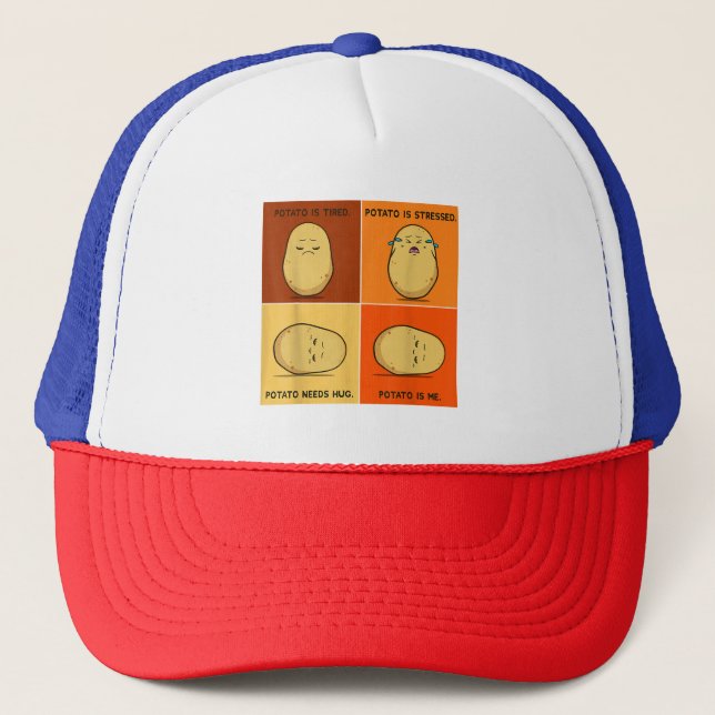 Kartoffel Spud Root Gemüsepflanze Veganer Lago Mag Truckerkappe (Vorderseite)