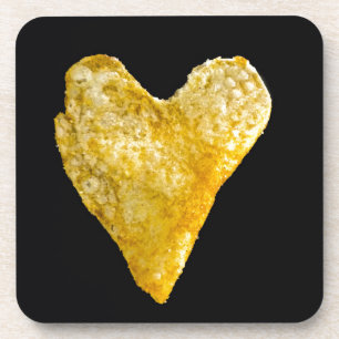 Kartoffelchips in Heart Shaped Getränkeuntersetzer