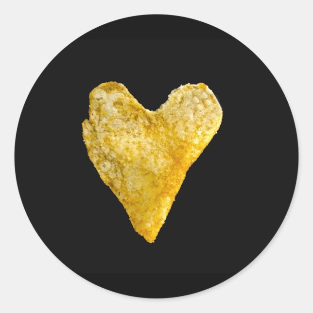Kartoffelchips in Heart Shaped Runder Aufkleber (Vorderseite)