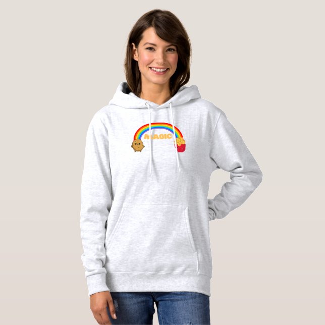 Kartoffeln, die sich mit einem Regenbogen auf Chip Hoodie (Vorne ganz)