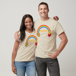 Kartoffeln, die sich mit einem Regenbogen auf Chip T-Shirt