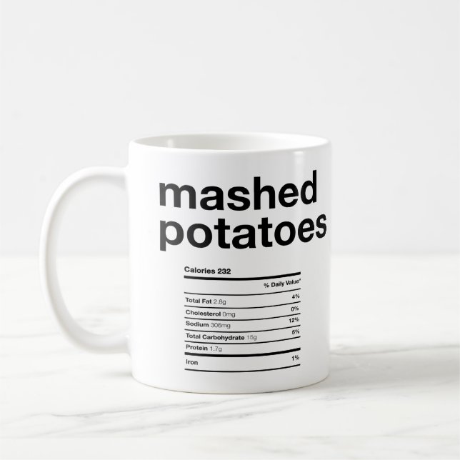 Kartoffelnuss Nährwertinformationen Kaffeetasse (Links)
