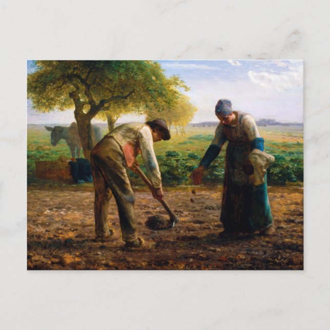 Kartoffelpflanzer von Jean-François Millet (1861) Postkarte (Vorderseite)