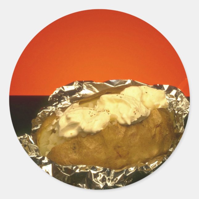 Kartoffelpüree mit saurer Creme, mit orangefarbene Runder Aufkleber (Vorderseite)
