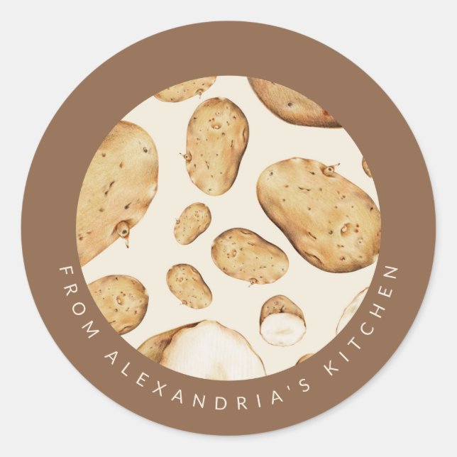 Kartoffelspuds | Aus der Küche von Runder Aufkleber (Vorderseite)