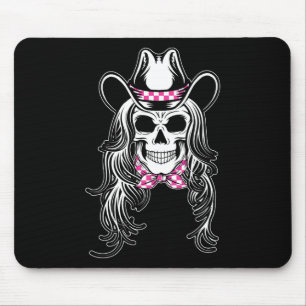 Kartographisches Halloween-Cowgirl Rosa Schachbret Mousepad