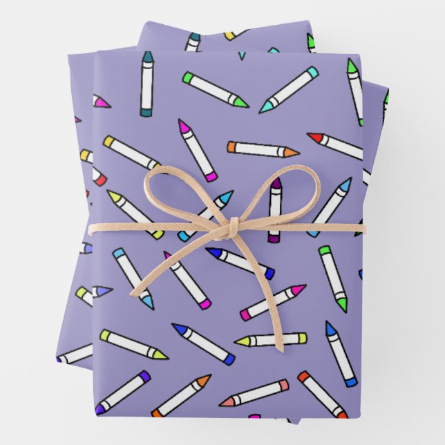 Karton-Crayon-Muster Helllila Geschenkpapier Set (Beispiel)
