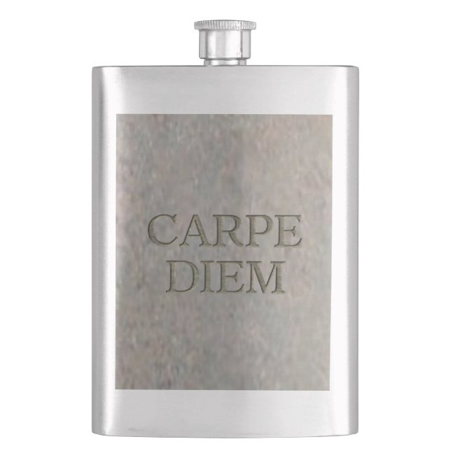 Karton Diem Stone Edelstahl-Kolben Flachmann (Vorderseite)