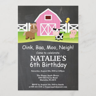Karton Farm Birthday Invasion Barnyard Party Einladung