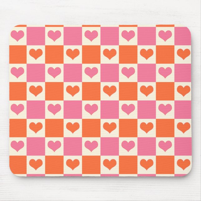 Karton-Herzen in Rosa, Orange und Creme Mousepad (Vorne)