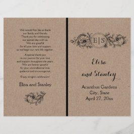 Karton mit Vintagem Blumenrahmen mit Initialen