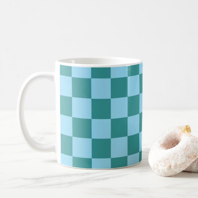 Karton-Muster grün und blau Kaffeetasse (Mit Donut)