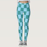 Karton-Muster grün und blau Leggings<br><div class="desc">Schachbrettmuster in Aquamarin Grün & Blau.</div>