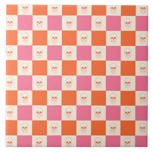 Karton-Skulpturen in Rosa, Orange und Creme Fliese