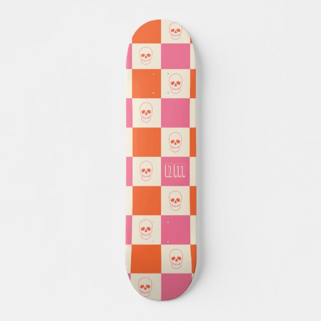 Karton-Skulpturen in Rosa, Orange und Creme Skateboard (Vorne)