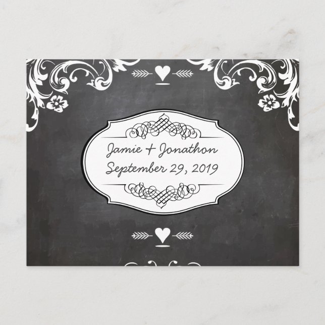 Karton-Typografie-Hochzeiten Ankündigungspostkarte (Vorderseite)