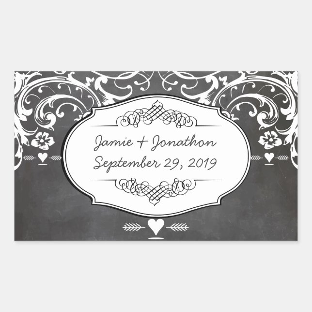 Karton-Typografie-Hochzeiten Rechteckiger Aufkleber (Vorderseite)