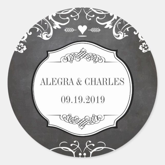 Karton-Typografie-Hochzeiten Runder Aufkleber (Vorderseite)