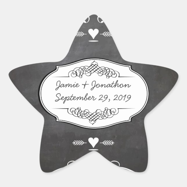 Karton-Typografie-Hochzeiten Stern-Aufkleber (Vorderseite)