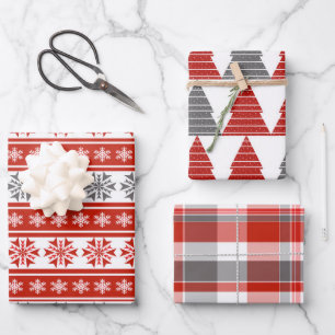 Karton und graues Umschlagpapier (3-Pack) Geschenkpapier Set