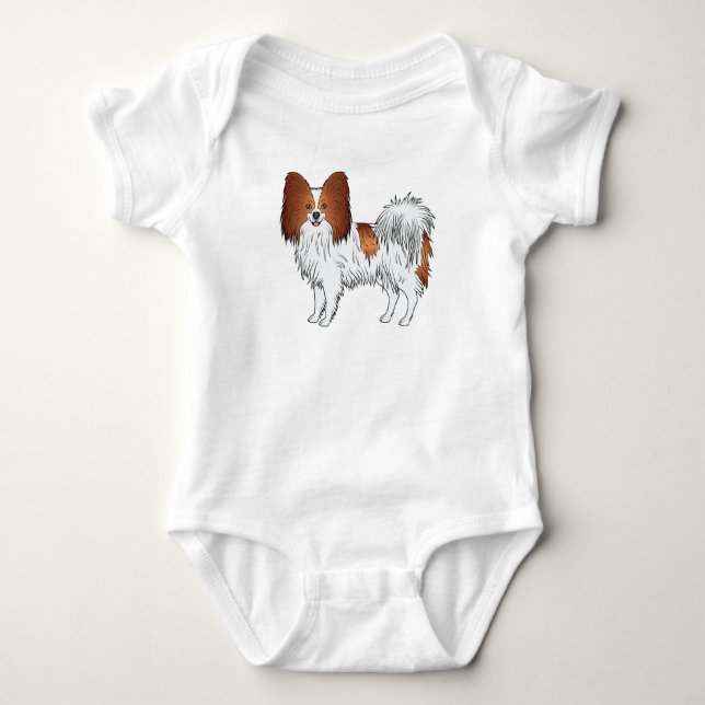 Kartoon-Hunde-Illustration in Rot und Weiß Baby Strampler (Vorderseite)