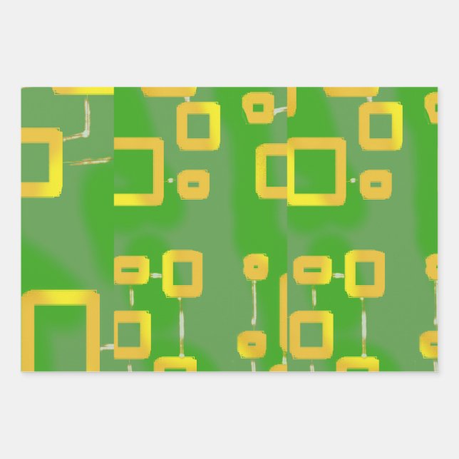 KartoonischGrünes Umschlagpapier Flachblatt Set 3 Geschenkpapier Set (Vorderseite)