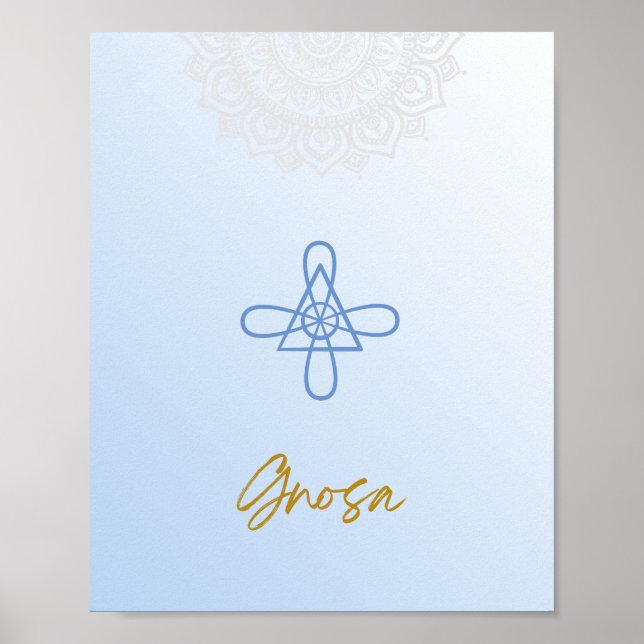 Karuna Reiki Gnosa Mandala Sky Blue Poster (Vorne)