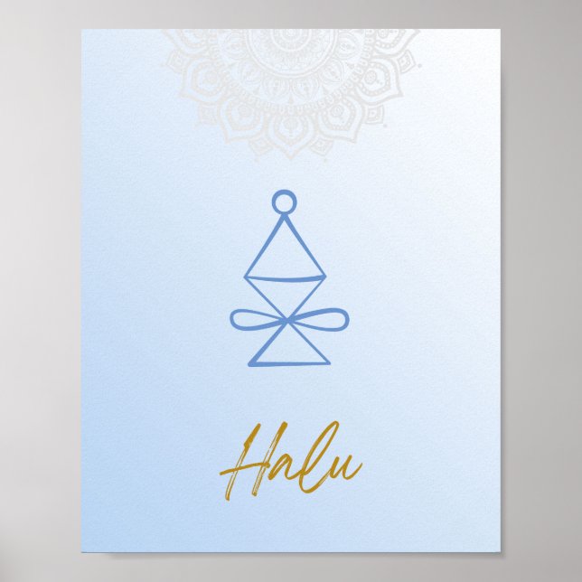 Karuna Reiki Halu Mandala Sky Blue Poster (Vorne)