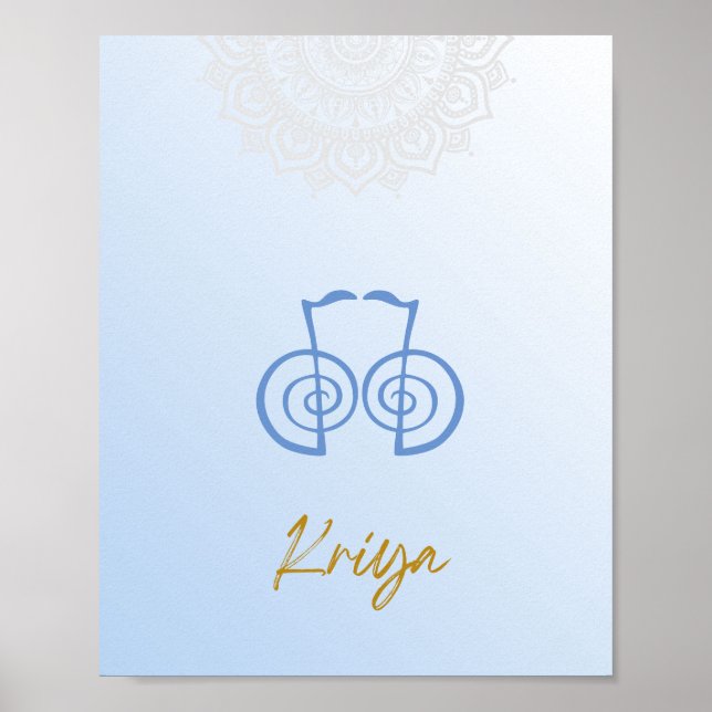 Karuna Reiki Kriya Mandala Sky Blue Poster (Vorne)
