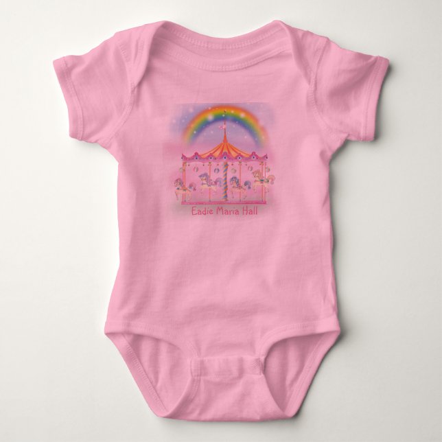 Karussell-Baby-Ballettröckchen-Bodysuit, Rosa, Baby Strampler (Vorderseite)