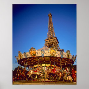 Karussell, Eiffelturm, Paris, Frankreich Poster