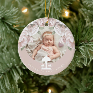 Karussell floral Soft Pink Foto Keramik Ornament