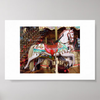 Karussell Pferd - Authentisches antikes Holz Poster