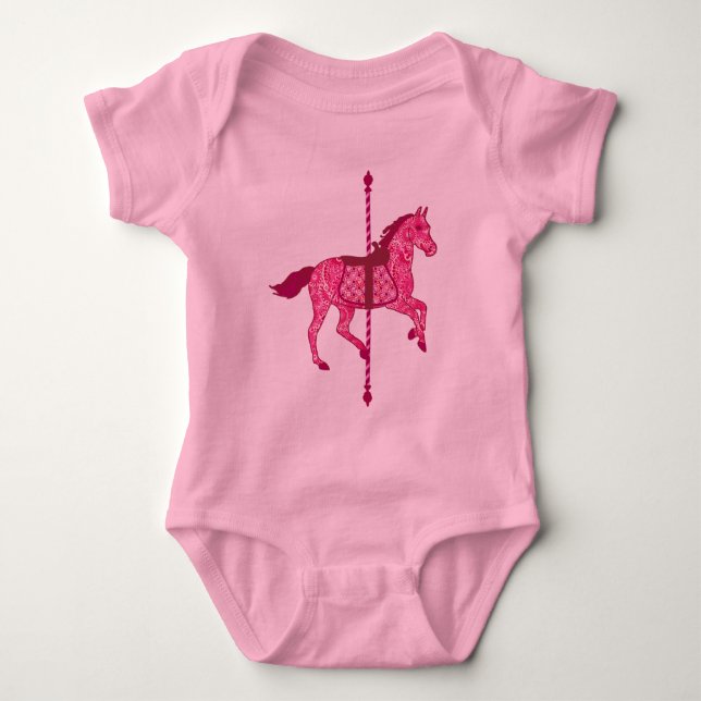 Karussell Pferd - Fuchsia Pink Baby Strampler (Vorderseite)
